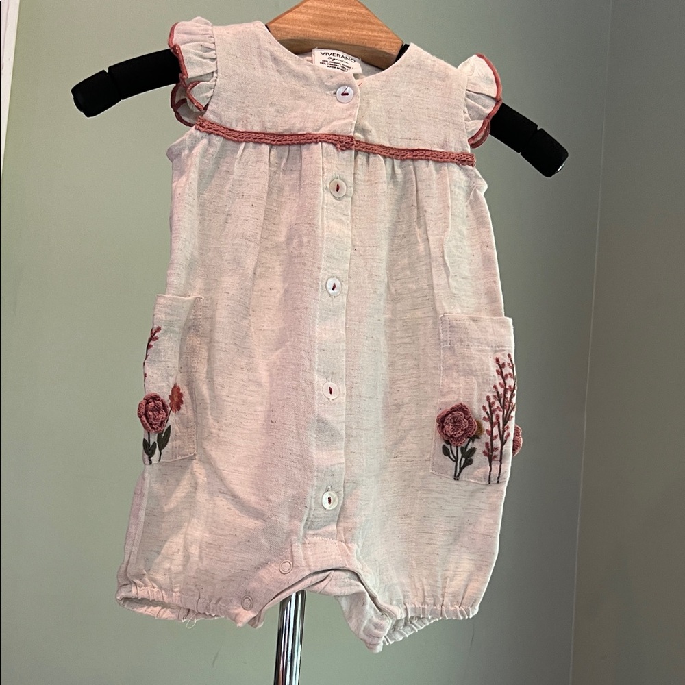 Floral Embroidered organic Baby Romper